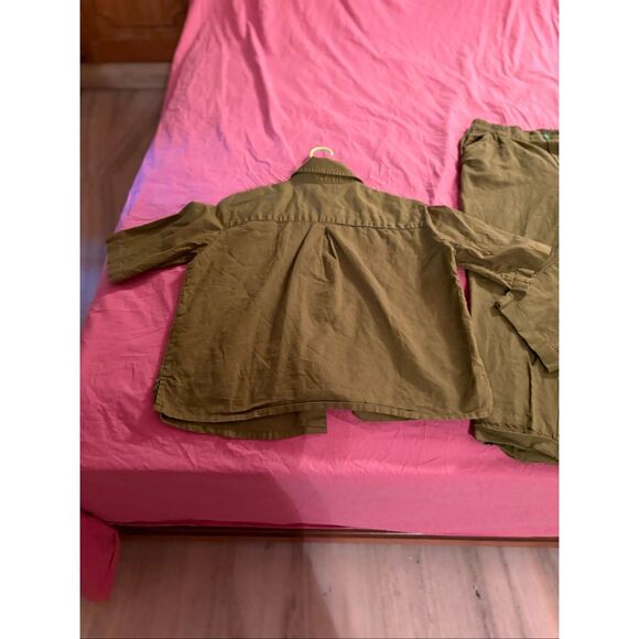 Benetton Olive Green Safari Suit Set, size Petite Medium - Picture 2 of 10